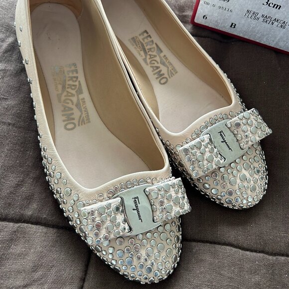 Ferragamo Studded Vera Flats - Picture 1 of 4